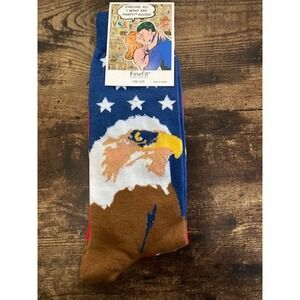 FineFit Fun Socks Mens One Size American Flag Eagle Stars Stripes Patriotic